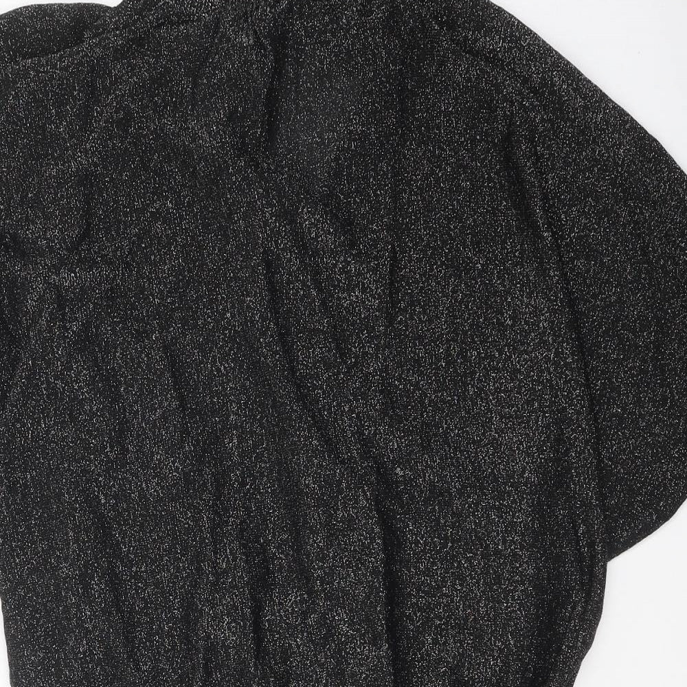 Phase Eight Womens Black Geometric Viscose Tunic Blouse Size 8 Mock Neck - Open Back