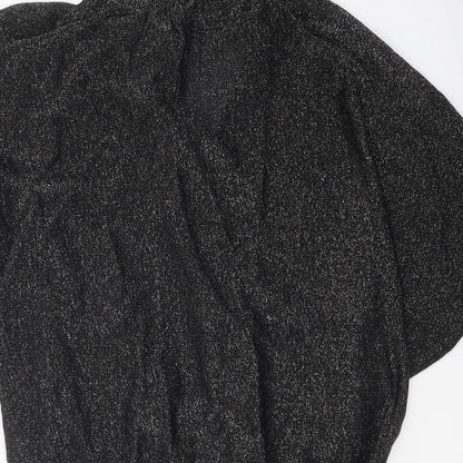 Phase Eight Womens Black Geometric Viscose Tunic Blouse Size 8 Mock Neck - Open Back