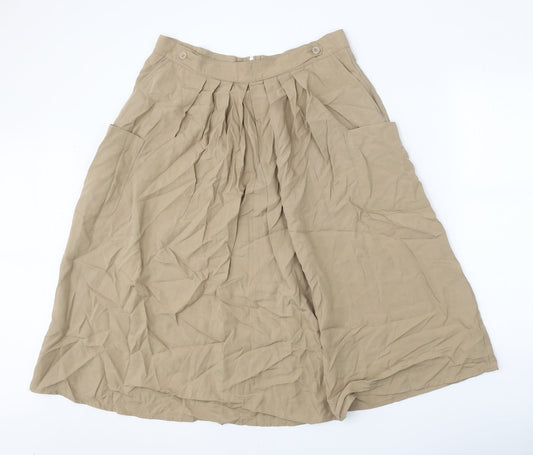 Marks and Spencer Womens Beige Lyocell Tulip Skirt Size 14 Zip