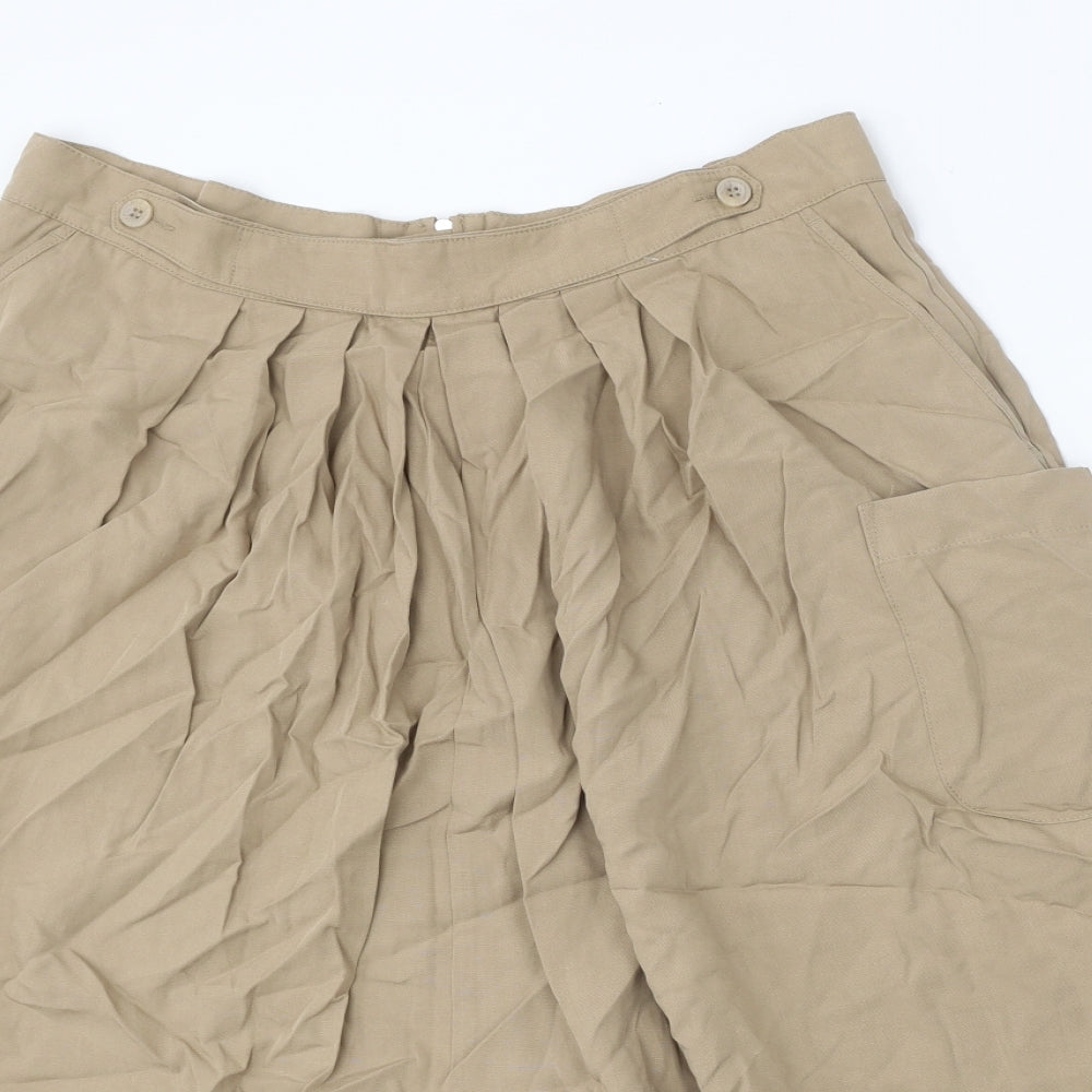 Marks and Spencer Womens Beige Lyocell Tulip Skirt Size 14 Zip