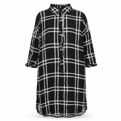 Atmosphere Womens Black Check Viscose Shirt Dress Size 8 Collared Button