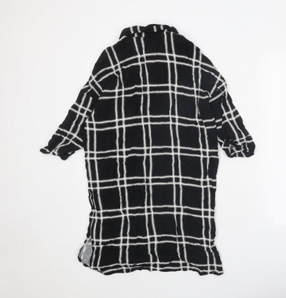 Atmosphere Womens Black Check Viscose Shirt Dress Size 8 Collared Button