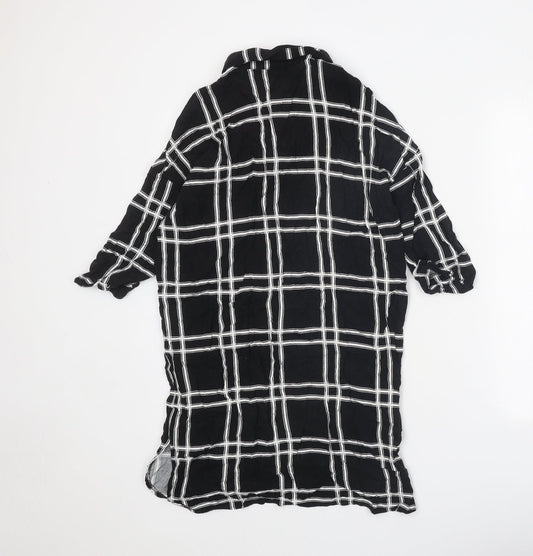 Atmosphere Womens Black Check Viscose Shirt Dress Size 8 Collared Button