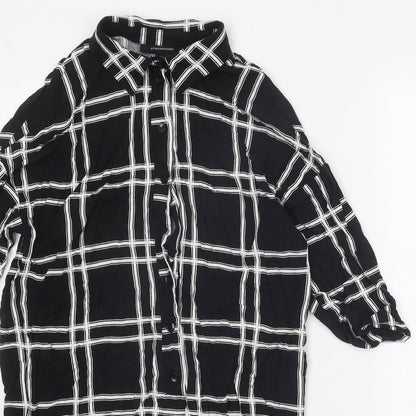 Atmosphere Womens Black Check Viscose Shirt Dress Size 8 Collared Button
