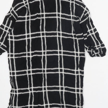 Atmosphere Womens Black Check Viscose Shirt Dress Size 8 Collared Button