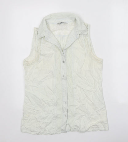 Miss Selfridge Womens White 100% Cotton Basic Tank Size 10 V-Neck - Lace Detail