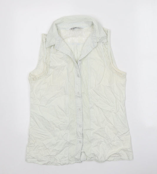 Miss Selfridge Womens White 100% Cotton Basic Tank Size 10 V-Neck - Lace Detail