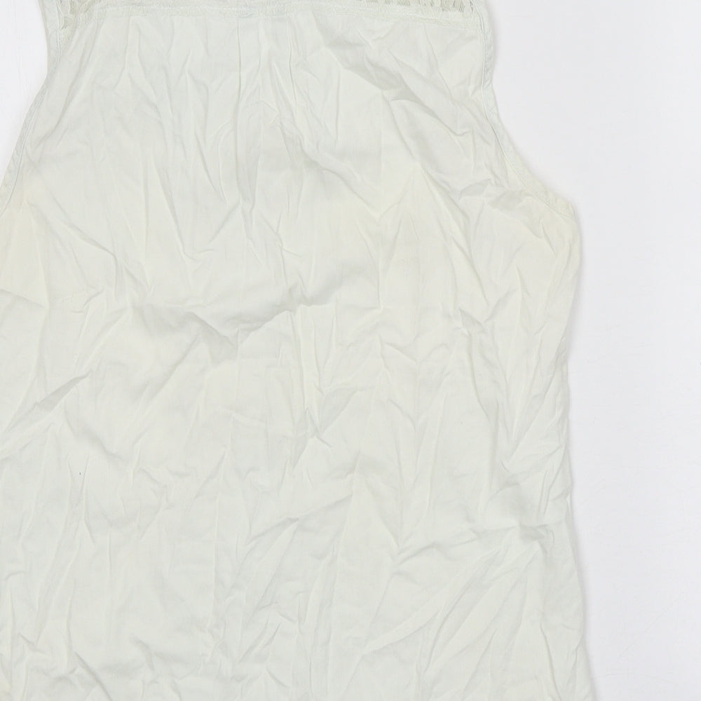 Miss Selfridge Womens White 100% Cotton Basic Tank Size 10 V-Neck - Lace Detail