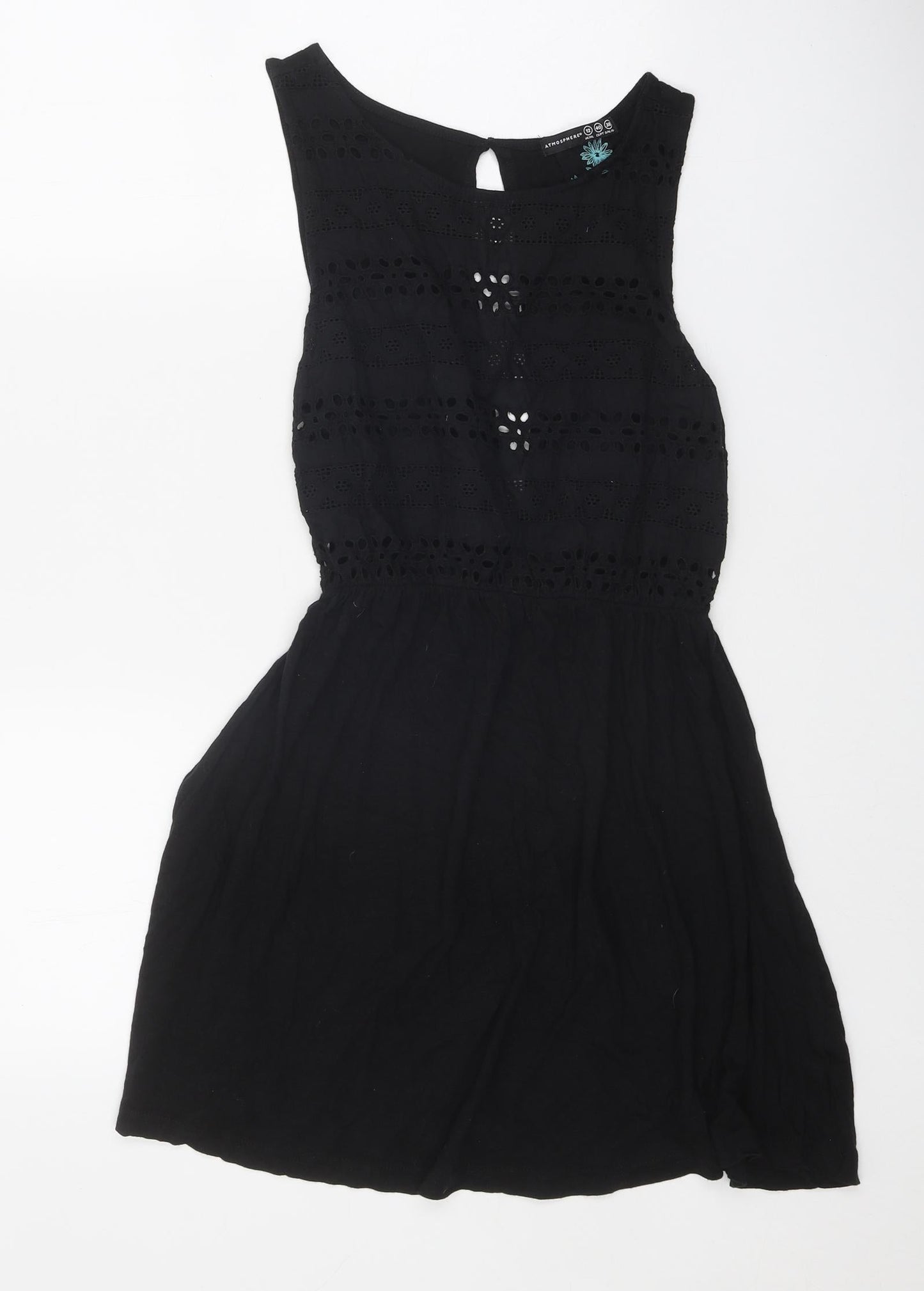 Atmosphere Womens Black Geometric Cotton Fit & Flare Size 12 Scoop Neck Button