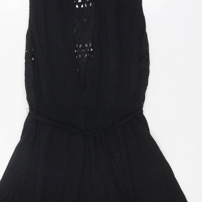 Atmosphere Womens Black Geometric Cotton Fit & Flare Size 12 Scoop Neck Button