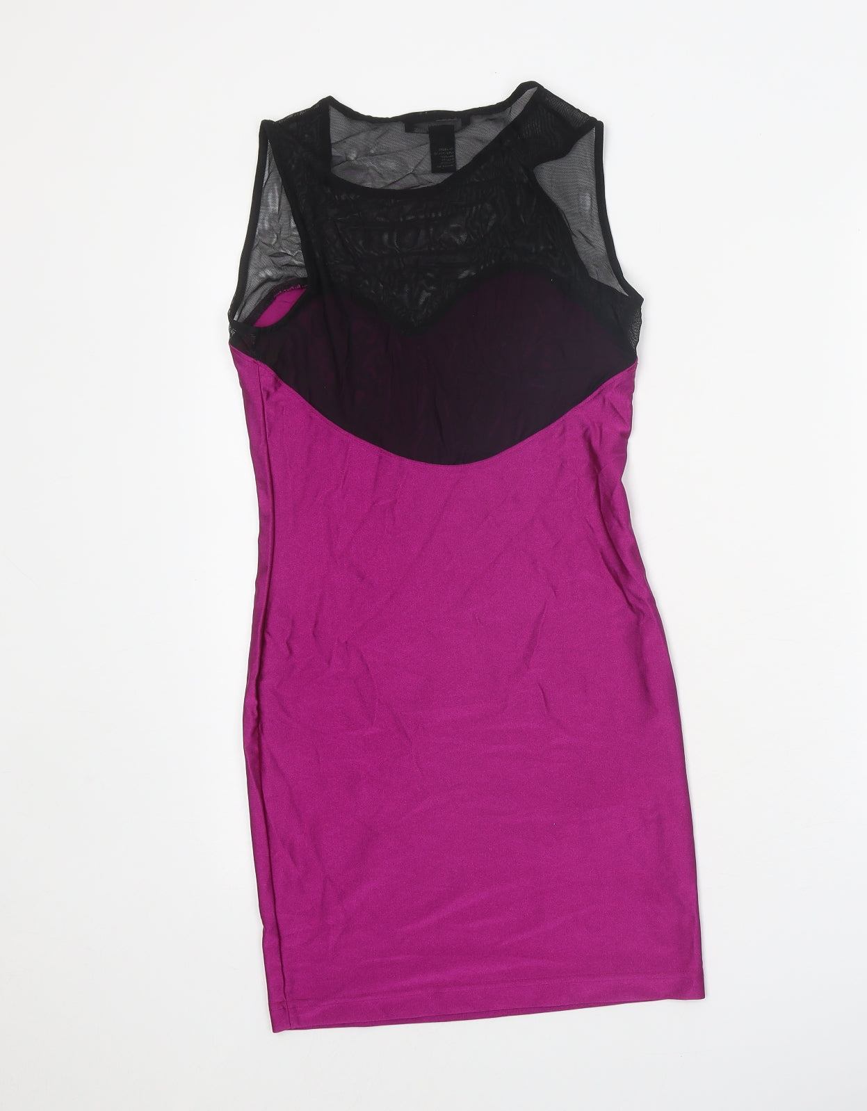 FOREVER 21 Womens Purple Colourblock Nylon A-Line Size S Round Neck Pullover