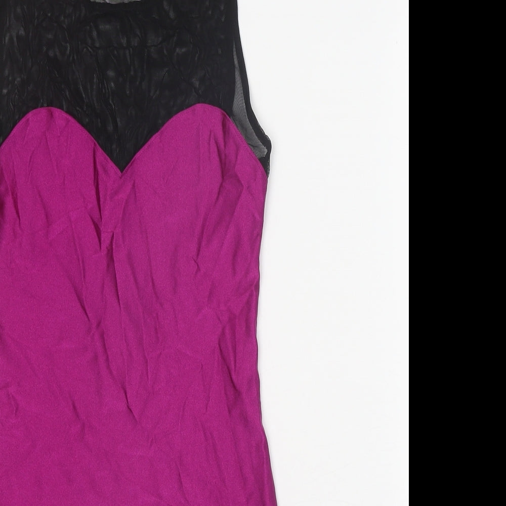 FOREVER 21 Womens Purple Colourblock Nylon A-Line Size S Round Neck Pullover