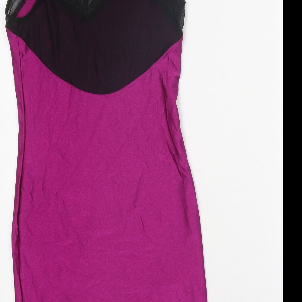 FOREVER 21 Womens Purple Colourblock Nylon A-Line Size S Round Neck Pullover