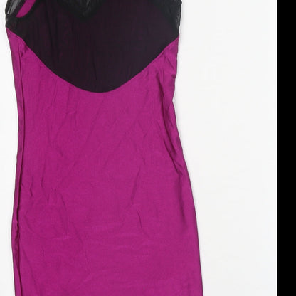 FOREVER 21 Womens Purple Colourblock Nylon A-Line Size S Round Neck Pullover