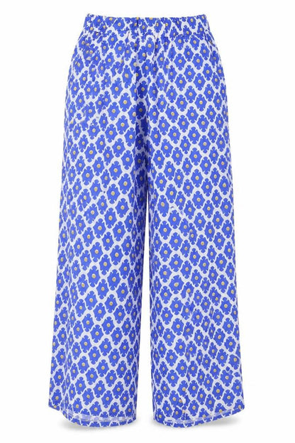 Cassolino Womens Blue Geometric Viscose Trousers Size 27 in Regular
