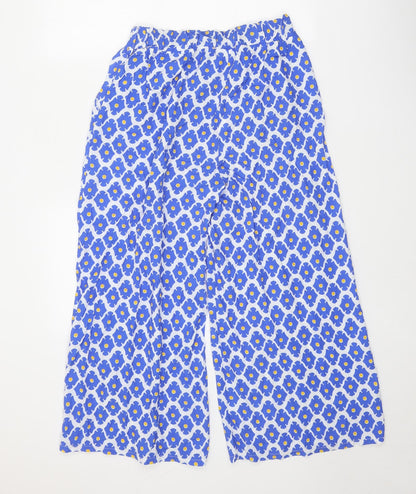 Cassolino Womens Blue Geometric Viscose Trousers Size 27 in Regular