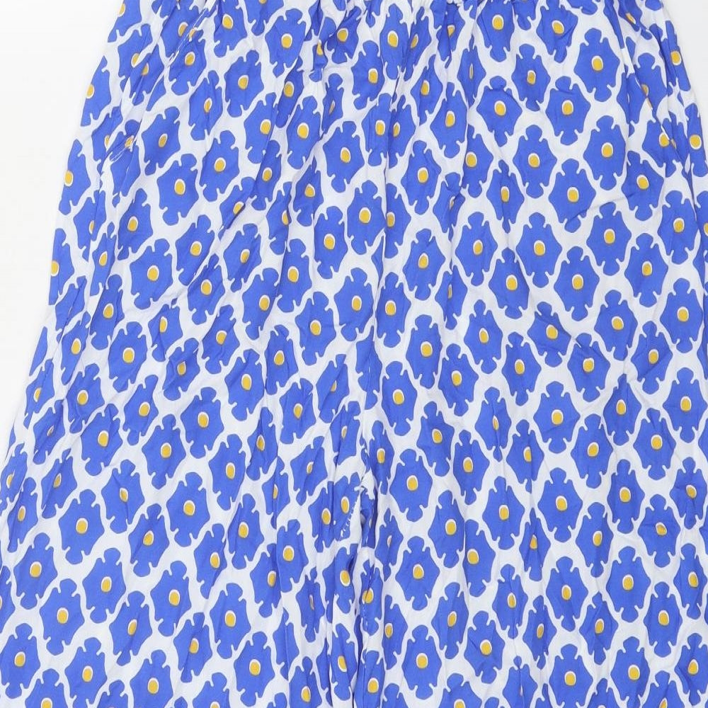 Cassolino Womens Blue Geometric Viscose Trousers Size 27 in Regular