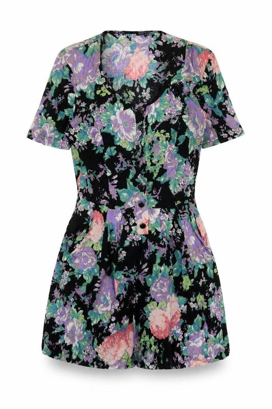 Womens UK Size 8 Warehouse One-Piece Black Playsuit