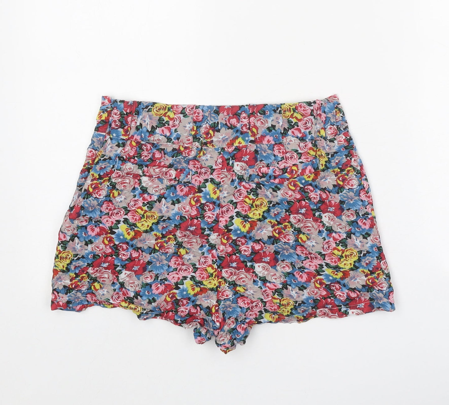 Jolie Moi Womens Multicoloured Floral 100% Cotton Hot Pants Shorts Size 8 Regular Zip