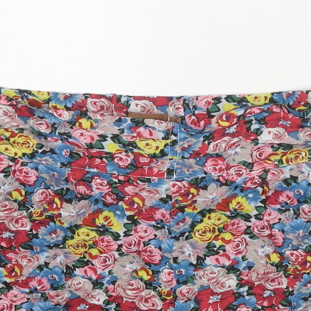 Jolie Moi Womens Multicoloured Floral 100% Cotton Hot Pants Shorts Size 8 Regular Zip