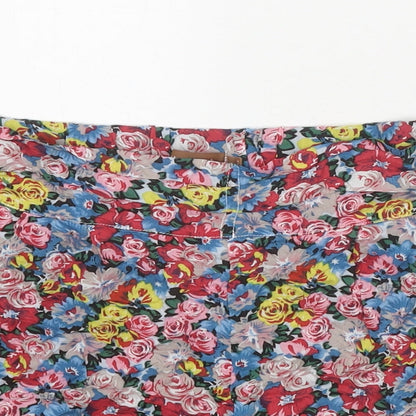 Jolie Moi Womens Multicoloured Floral 100% Cotton Hot Pants Shorts Size 8 Regular Zip
