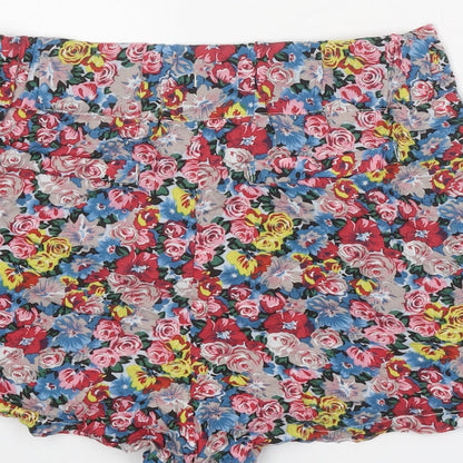 Jolie Moi Womens Multicoloured Floral 100% Cotton Hot Pants Shorts Size 8 Regular Zip