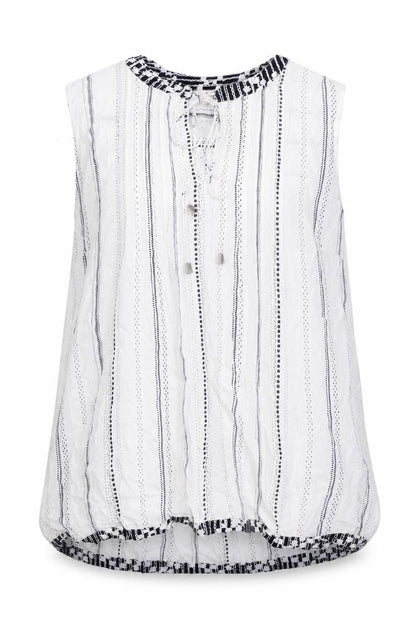 NEXT Womens White Striped Viscose Basic Tank Size 8 V-Neck