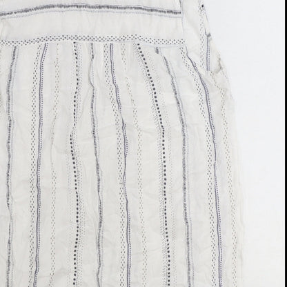 NEXT Womens White Striped Viscose Basic Tank Size 8 V-Neck