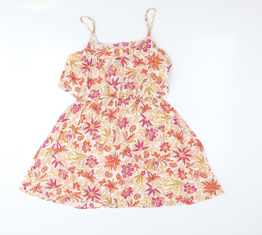 Debenhams Womens Multicoloured Floral Viscose Tank Dress Size M Scoop Neck Pullover