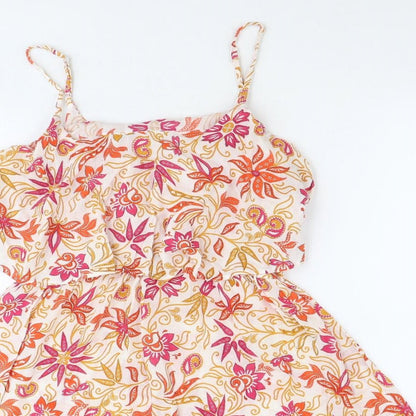 Debenhams Womens Multicoloured Floral Viscose Tank Dress Size M Scoop Neck Pullover