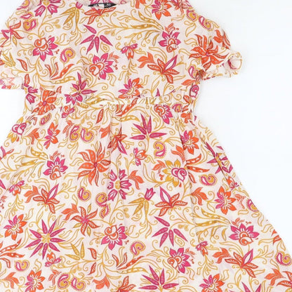 Debenhams Womens Multicoloured Floral Viscose Tank Dress Size M Scoop Neck Pullover