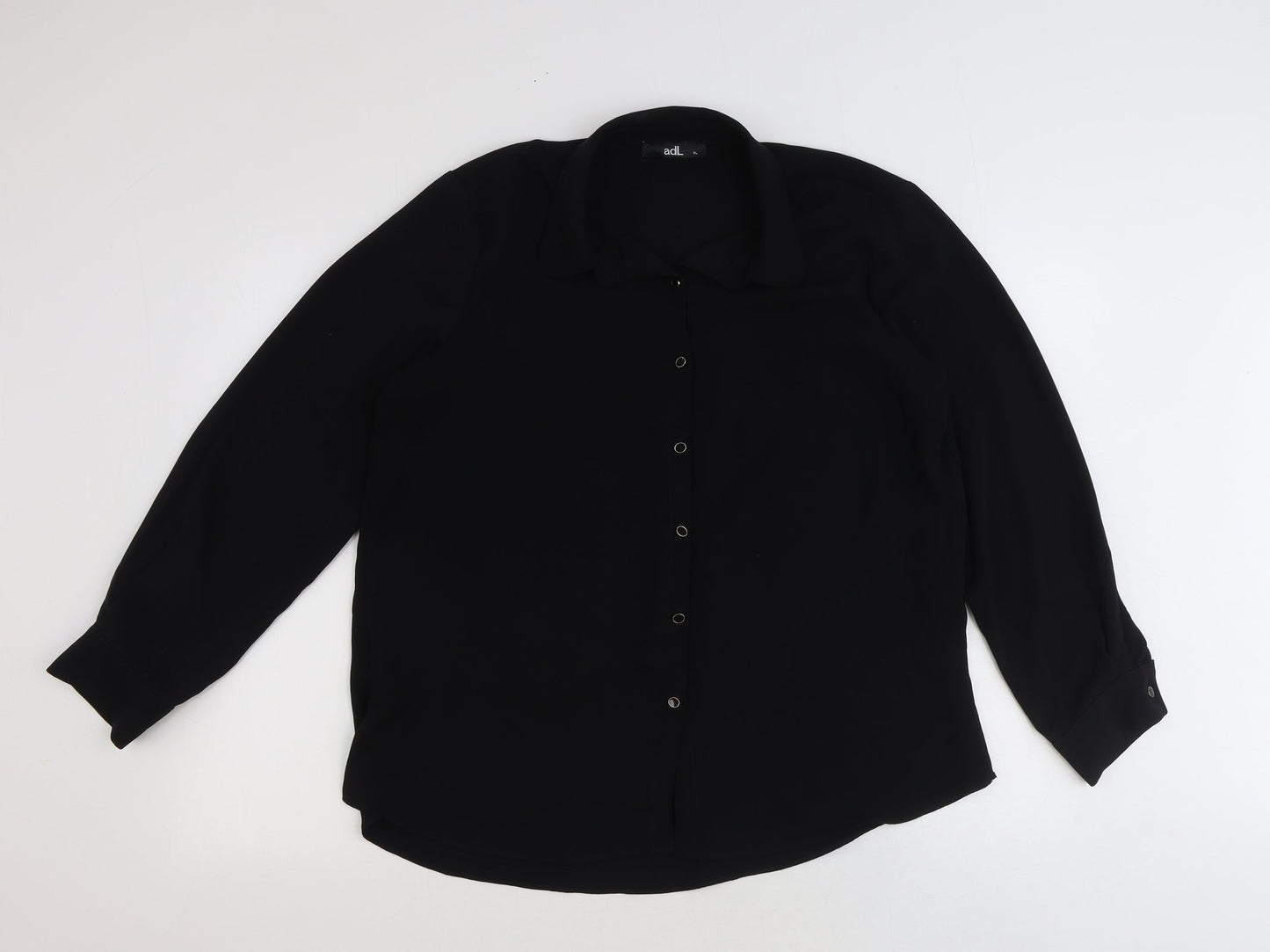 ADL Womens Black Polyester Basic Button-Up Size XL V-Neck