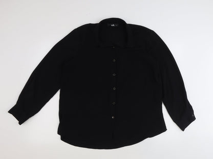 ADL Womens Black Polyester Basic Button-Up Size XL V-Neck