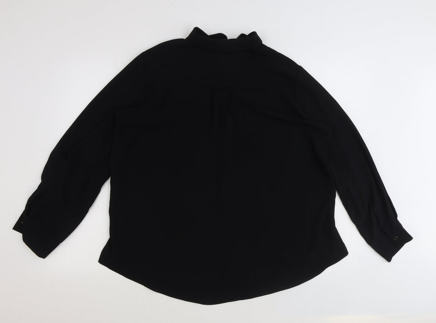 ADL Womens Black Polyester Basic Button-Up Size XL V-Neck
