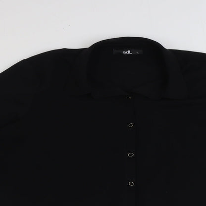 ADL Womens Black Polyester Basic Button-Up Size XL V-Neck