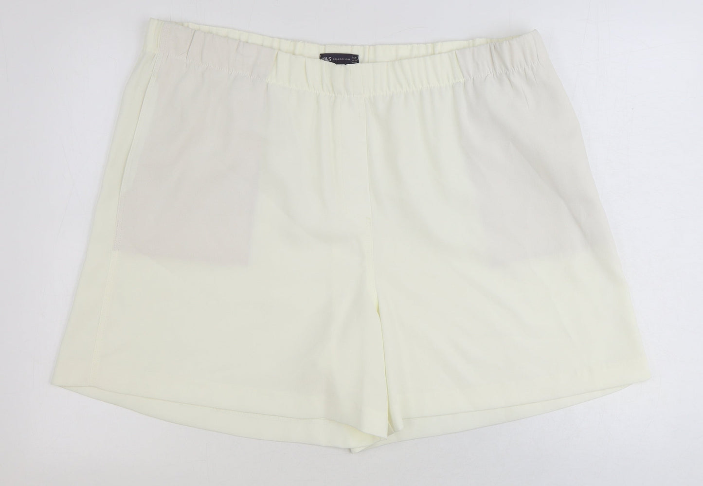 Marks and Spencer Womens Ivory Polyester Sweat Shorts Size 22 Regular