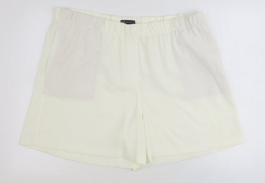 Marks and Spencer Womens Ivory Polyester Sweat Shorts Size 22 Regular