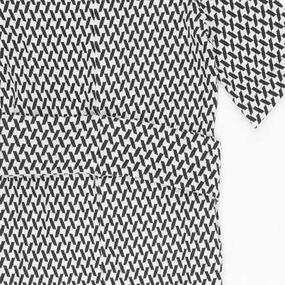 NEXT Womens Black Geometric Polyester A-Line Size 8 Boat Neck Pullover