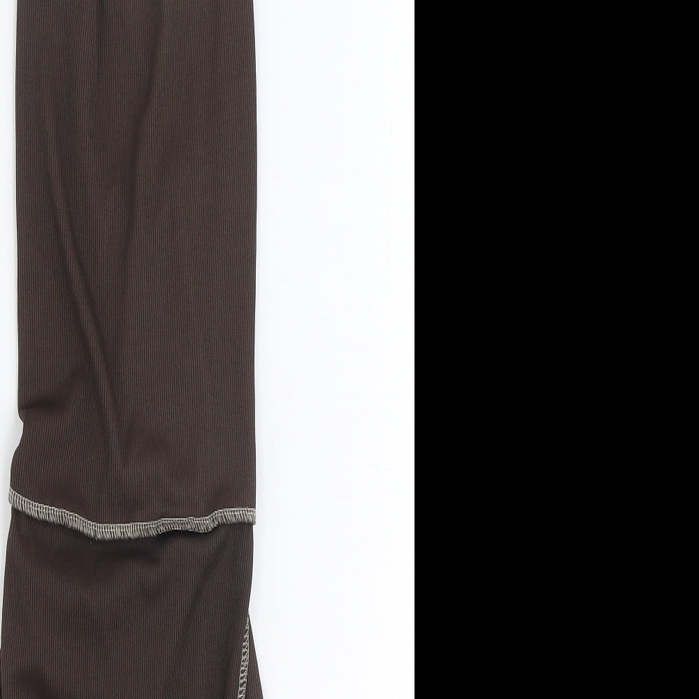 PRETTYLITTLETHING Womens Brown Polyester Bodycon Size 8 Square Neck Tie