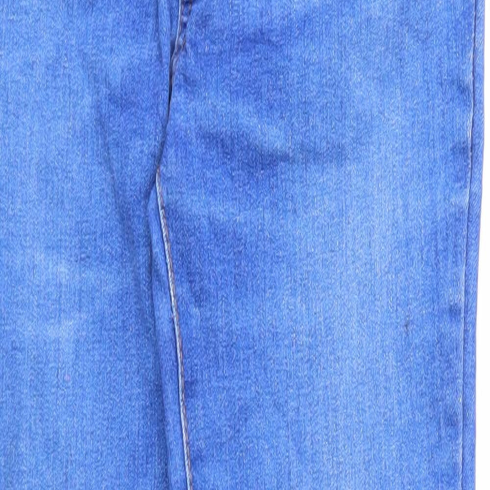 Denim & Co. Girls Blue Cotton Straight Jeans Size 11-12 Years Regular Zip