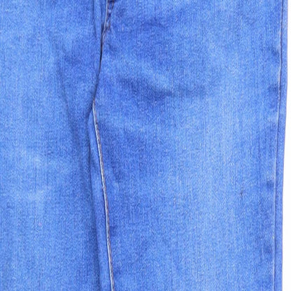 Denim & Co. Girls Blue Cotton Straight Jeans Size 11-12 Years Regular Zip