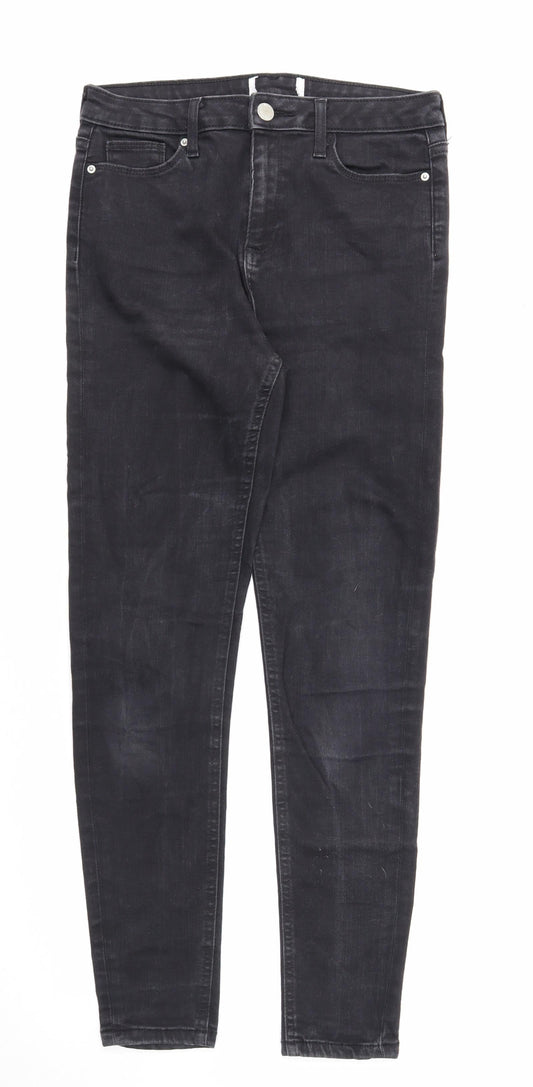 New Look Womens Black Cotton Skinny Jeans Size 10 Regular Zip