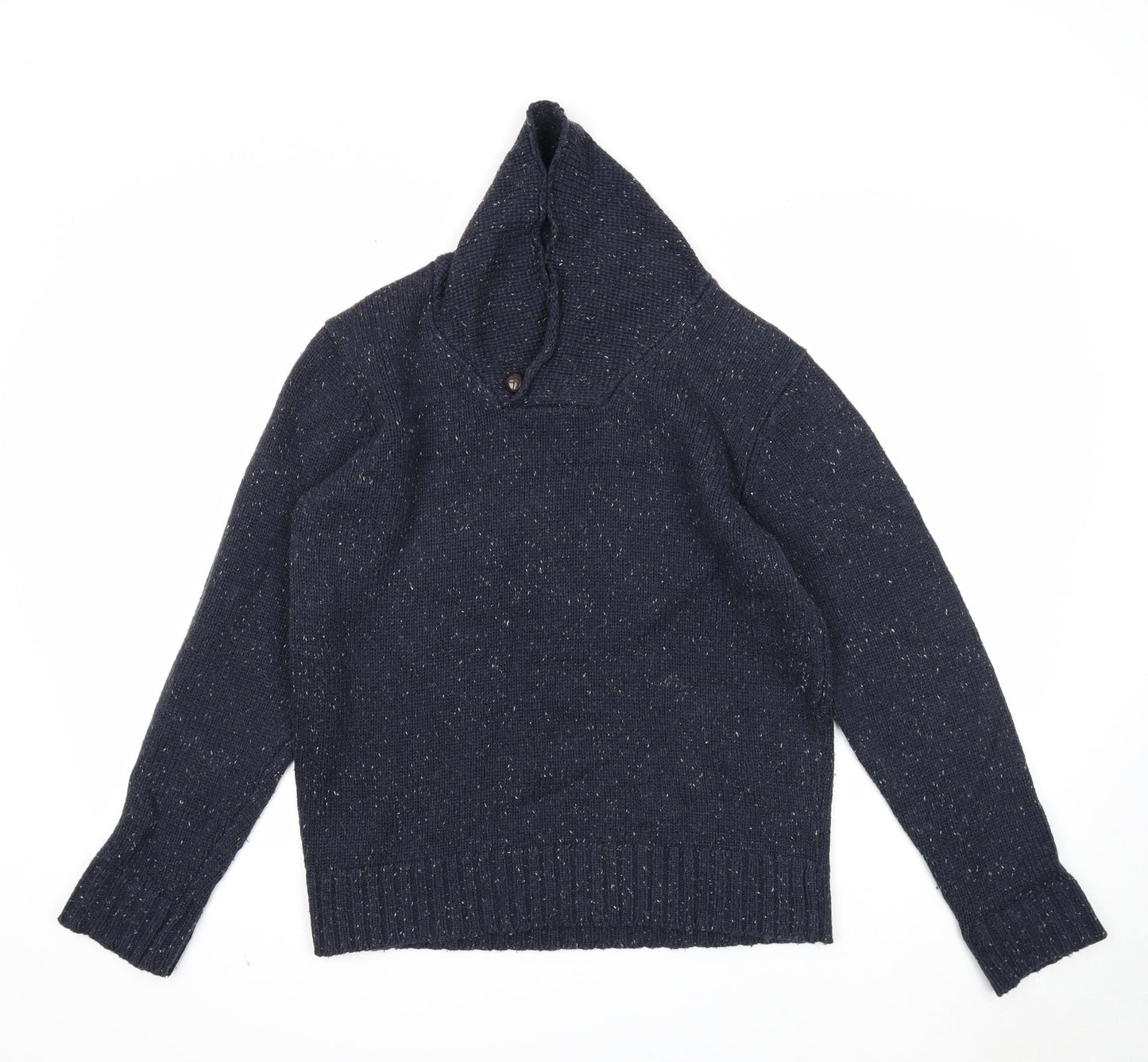 George Mens Blue V-Neck Acrylic Pullover Jumper Size S Long Sleeve