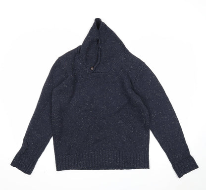 George Mens Blue V-Neck Acrylic Pullover Jumper Size S Long Sleeve