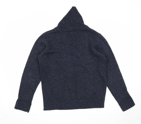 George Mens Blue V-Neck Acrylic Pullover Jumper Size S Long Sleeve