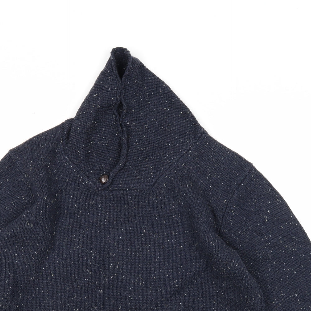 George Mens Blue V-Neck Acrylic Pullover Jumper Size S Long Sleeve