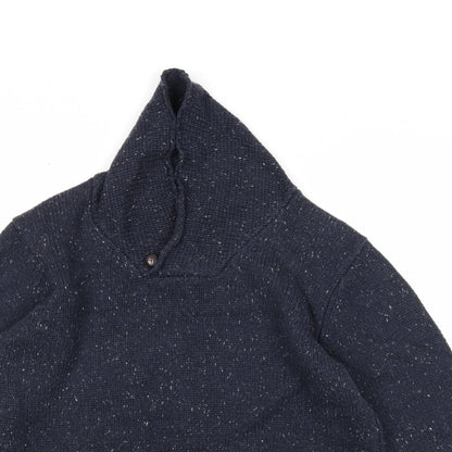 George Mens Blue V-Neck Acrylic Pullover Jumper Size S Long Sleeve