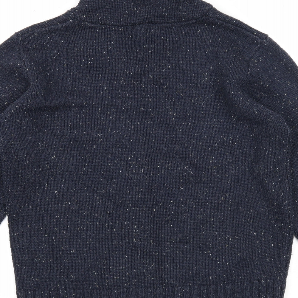 George Mens Blue V-Neck Acrylic Pullover Jumper Size S Long Sleeve