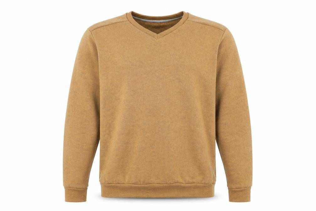 Decathlon Mens Yellow V-Neck Nylon Pullover Jumper Size XL Long Sleeve