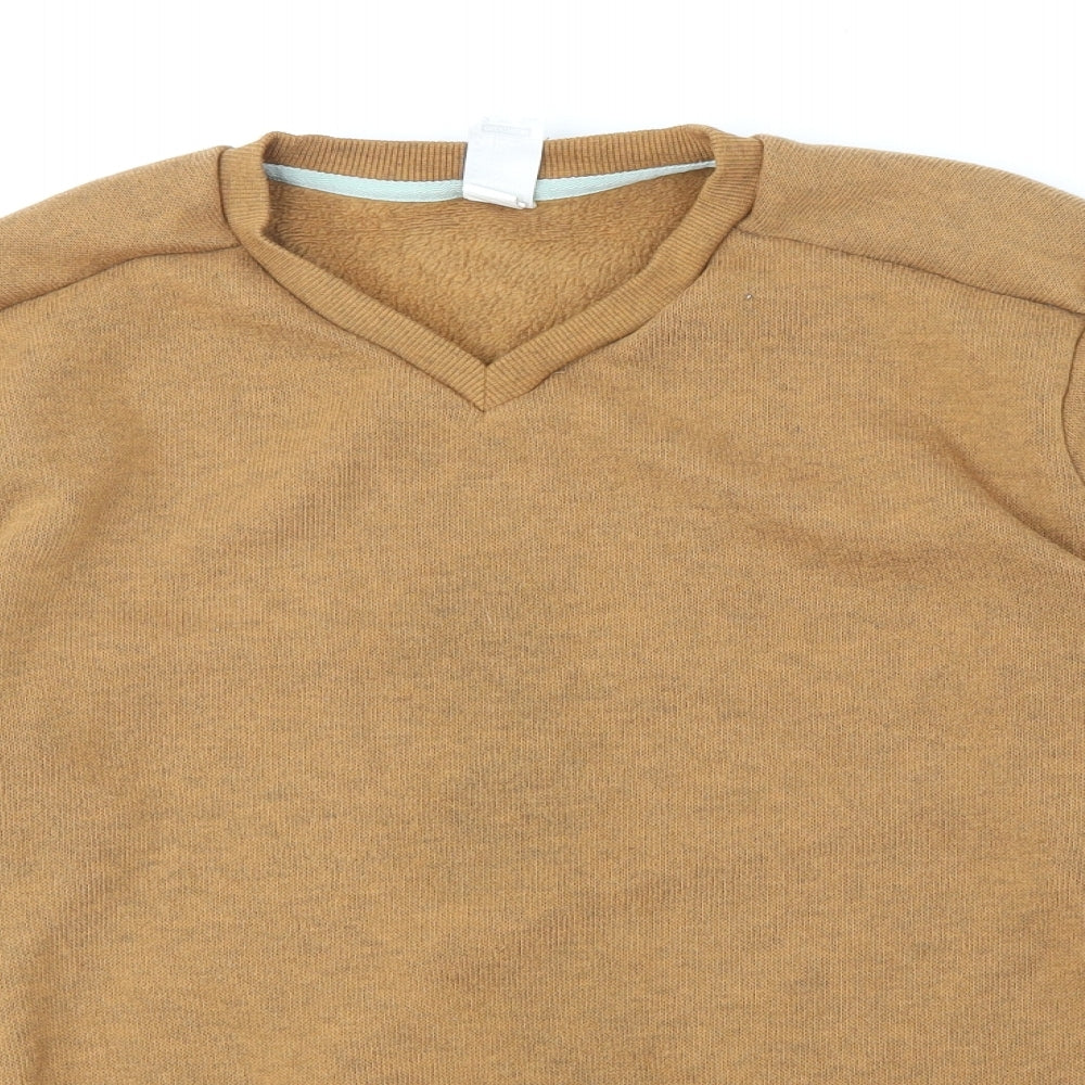 DECATHLON Mens Yellow V-Neck Nylon Pullover Jumper Size XL Long Sleeve
